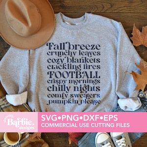 Fall breeze svg, Crunchy leaves svg, Football SVG, Sweater Weather svg, Pumpkin please, Thanksgiving Svg, Hello Fall Svg, Cozy Season svg