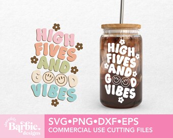 High Fives and Good Vibes SVG: Trendy Digital Download