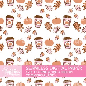 Naadloos digitaal papier herfst: Pumpkin Spice Latte Print (PNG, SVG)