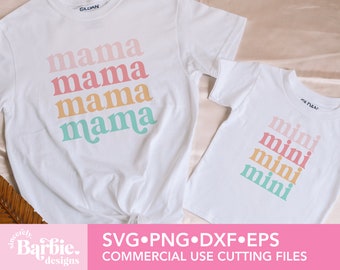 Mama and Mini SVG File | Retro Style Mama and Mini Cut File digital download | SVG DIY for Silhouette Cameo & Cricut
