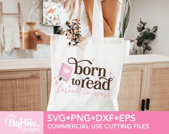 Book svg png files | Born to read forced to work | reading svg digital download