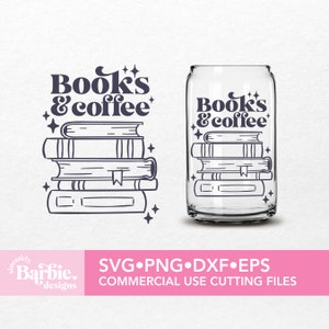 Book svg png files | More Books and Coffee | reading svg digital download