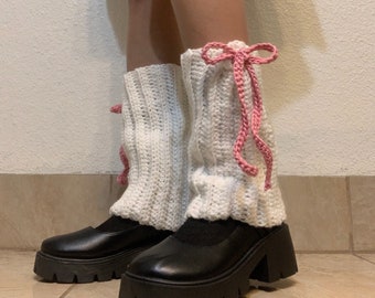 Handmade Crochet Leg Warmers with bows