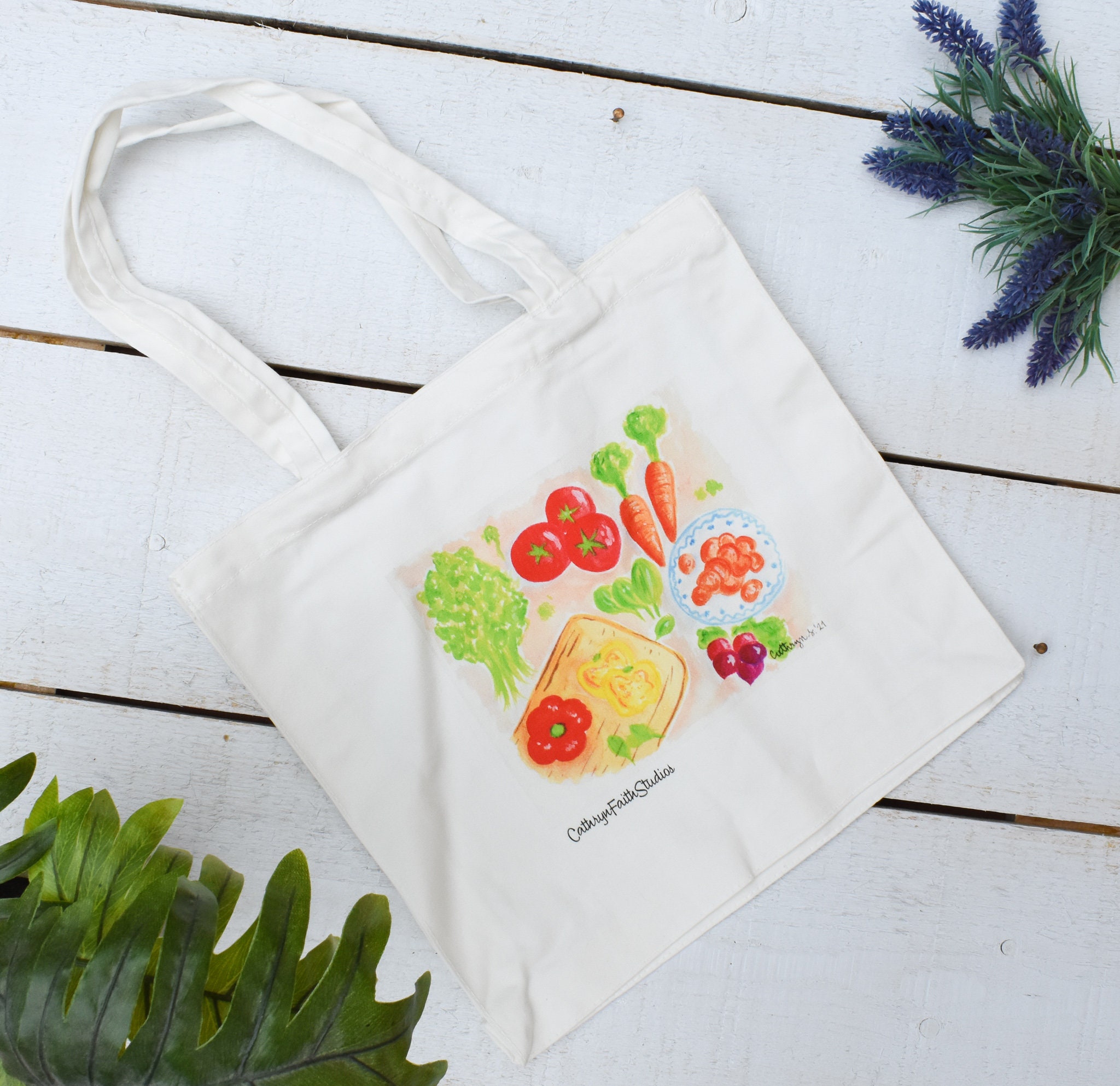 Vegetable Themed Tote Bag-Canvas Reusable Shopping Bag-Veggie | Etsy