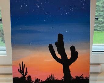 Sunset Cactus Custom Canvas Painting