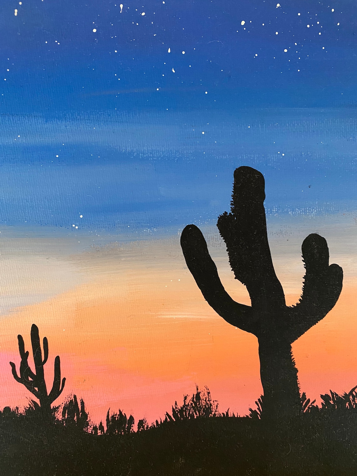 Sunset Cactus Custom Canvas Painting Etsy