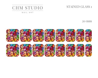 Stained Glass | Floral | Waterslide Paper | Nail Decals