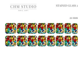 Stained Glass | Floral | Waterslide Paper | Nail Decals