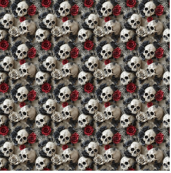 Gothic Skulls | Halloween | Fall | Transfer Sheet for Polymer Clay | Water Soluble Transfer Paper