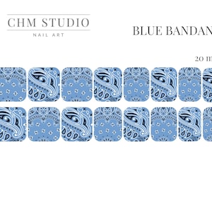 Blue Bandana | Waterslide Paper | Nail Decals