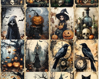 Halloween Vintage Ephemera | Transfer Sheet for Polymer Clay | Water Soluble Transfer Paper