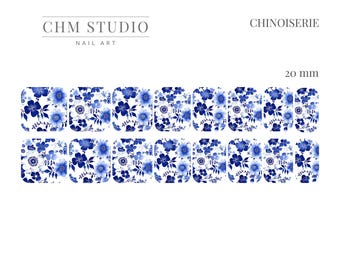 Chinoiserie | Kwiaty | Papier Waterslide | Naklejki na paznokcie
