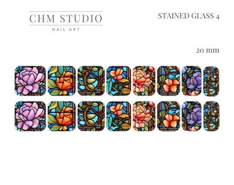 Stained Glass | Floral | Waterslide Paper | Nail Decals