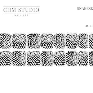 Snakeskin (Black Silhouette) | Waterslide Paper | Nail Art | Nail Decal