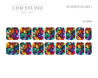 Stained Glass | Leaves | Waterslide Paper | Nail Decals