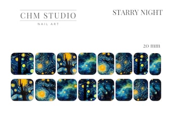 Van Gogh Inspired | Starry Night | Waterslide Paper | Nail Decals