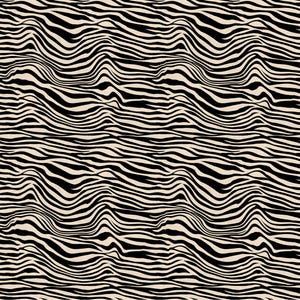May include: Abstract seamless pattern with wavy black and beige stripes. The stripes are arranged in a repeating pattern, creating a dynamic and textured effect.