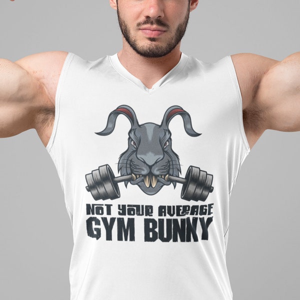 Bad Bunny Bodybuilding Shirt, Gym Humor Sleeveless Workout Shirt for Men, Powerlifting Tank for Gym Rats