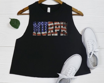 Murph Shirt for Women, Cropped Tank Top, Memorial Day WOD Workout Clothing, Breathable Lightweight Athletic Apparel
