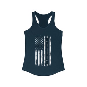 Women Weightlifting Tank, American Flag with Barbell Gym Tank,  Bodybuilding and Powerliting Workout Clothes for Women
