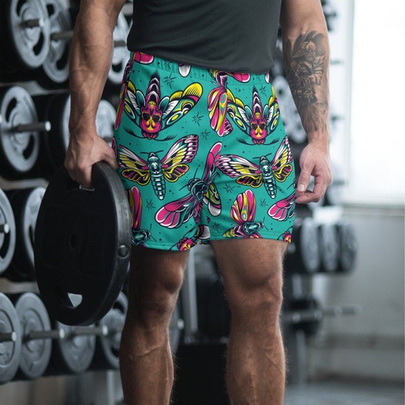 Short de course pour homme avec motif vintage Death Moth, short  d'entraînement à motifs pour homme, vêtements de sport pour le fitness et  le levage, vêtements de gym -  France