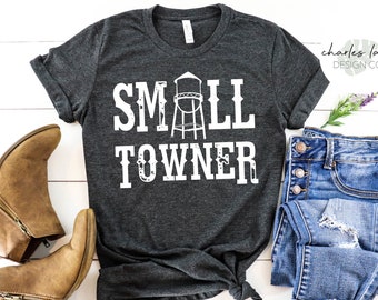 Small Towner Small Town Watertower Tshirt Distressed SVG Cut File