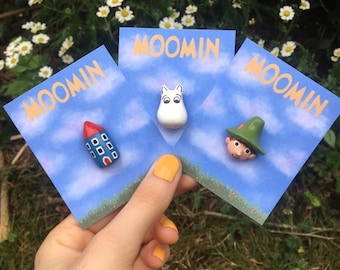 Clay Pins Moomin Snufkin Moominhouse Handmade