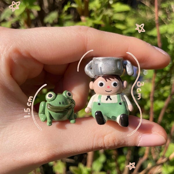 Clay Tiny Greg and Frog Figures - Over the Garden Wall Inspired - Handmade