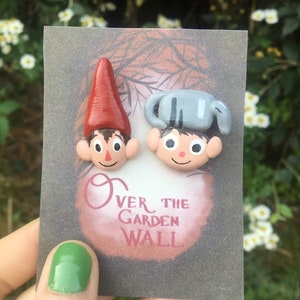 2 Clay Pins Over the Garden Wall Wirt and Greg Handmade