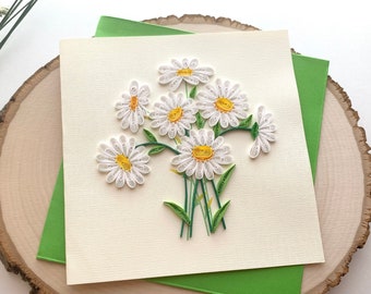 Quilled Daisy Flower Card: Handmade Birthday or Mother's Day