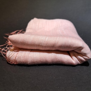 Handwoven Linen Silk Scarf: Baby Pink Shimmering Shawl