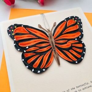Quilled Monarch Butterfly Ornament: Paper Filigree Art, 6x6 Card