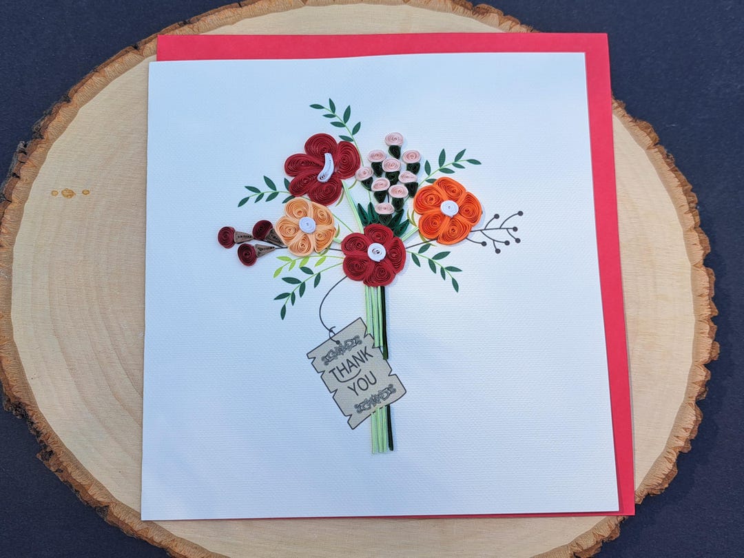 Handmade Thank You Card: Quilled Flower Wreath (6x6) - Etsy