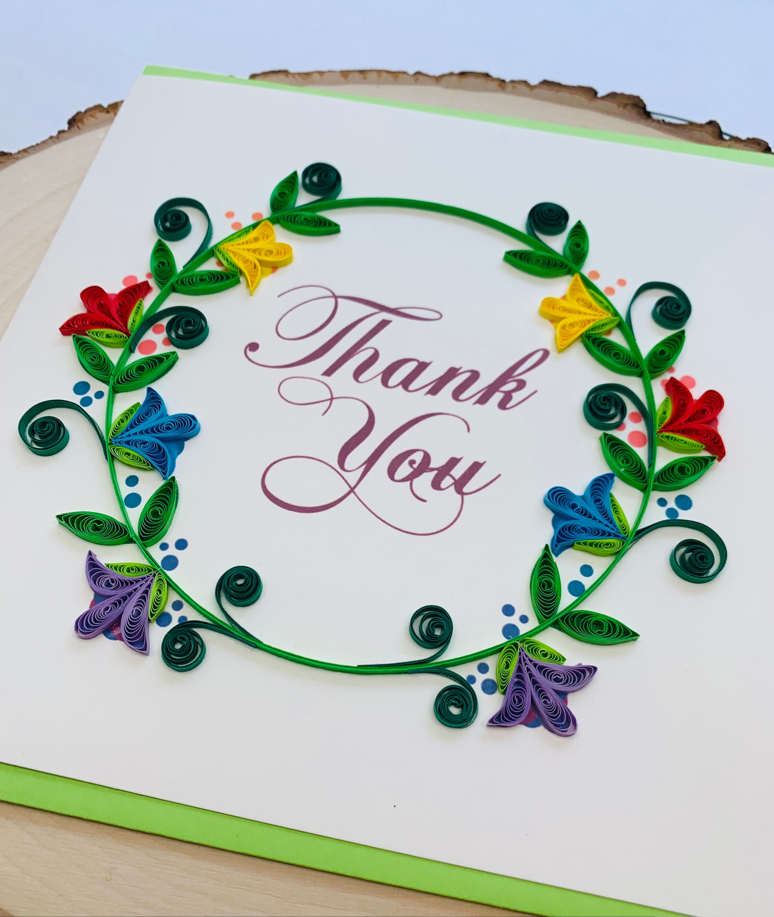 Handmade Thank You Card: Quilled Flower Wreath (6x6) - Etsy