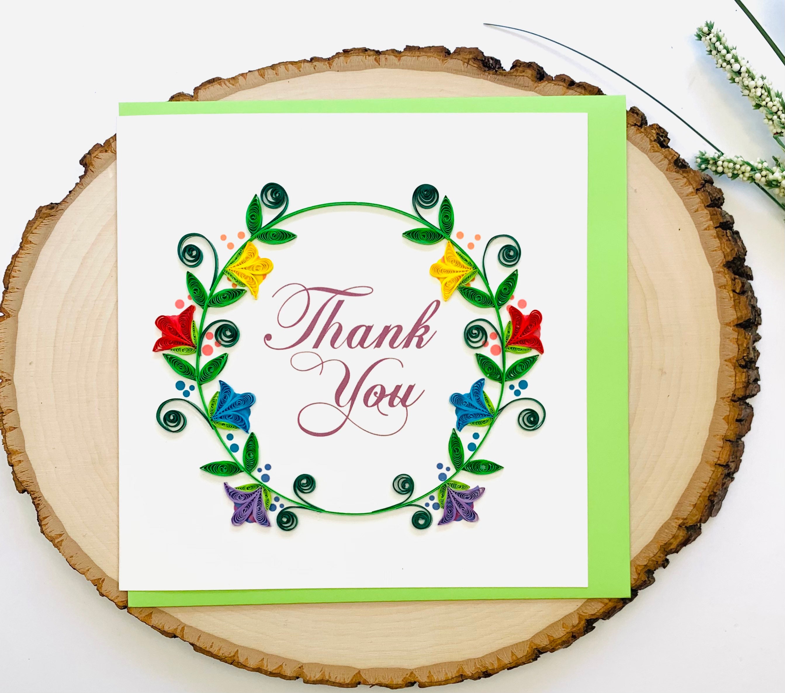 Handmade Thank You Card: Quilled Flower Wreath (6x6) - Etsy