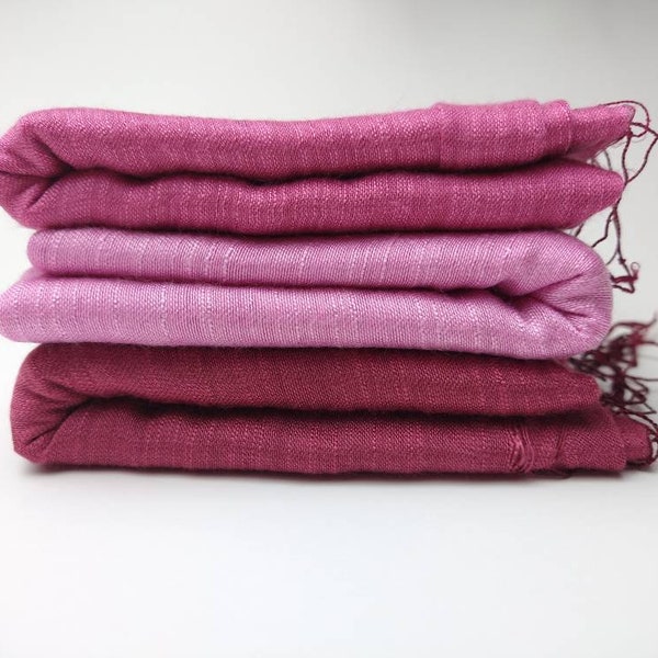 Linen Silk Shawls in Pink super SOFT breathable shimmering 100% natural handwoven