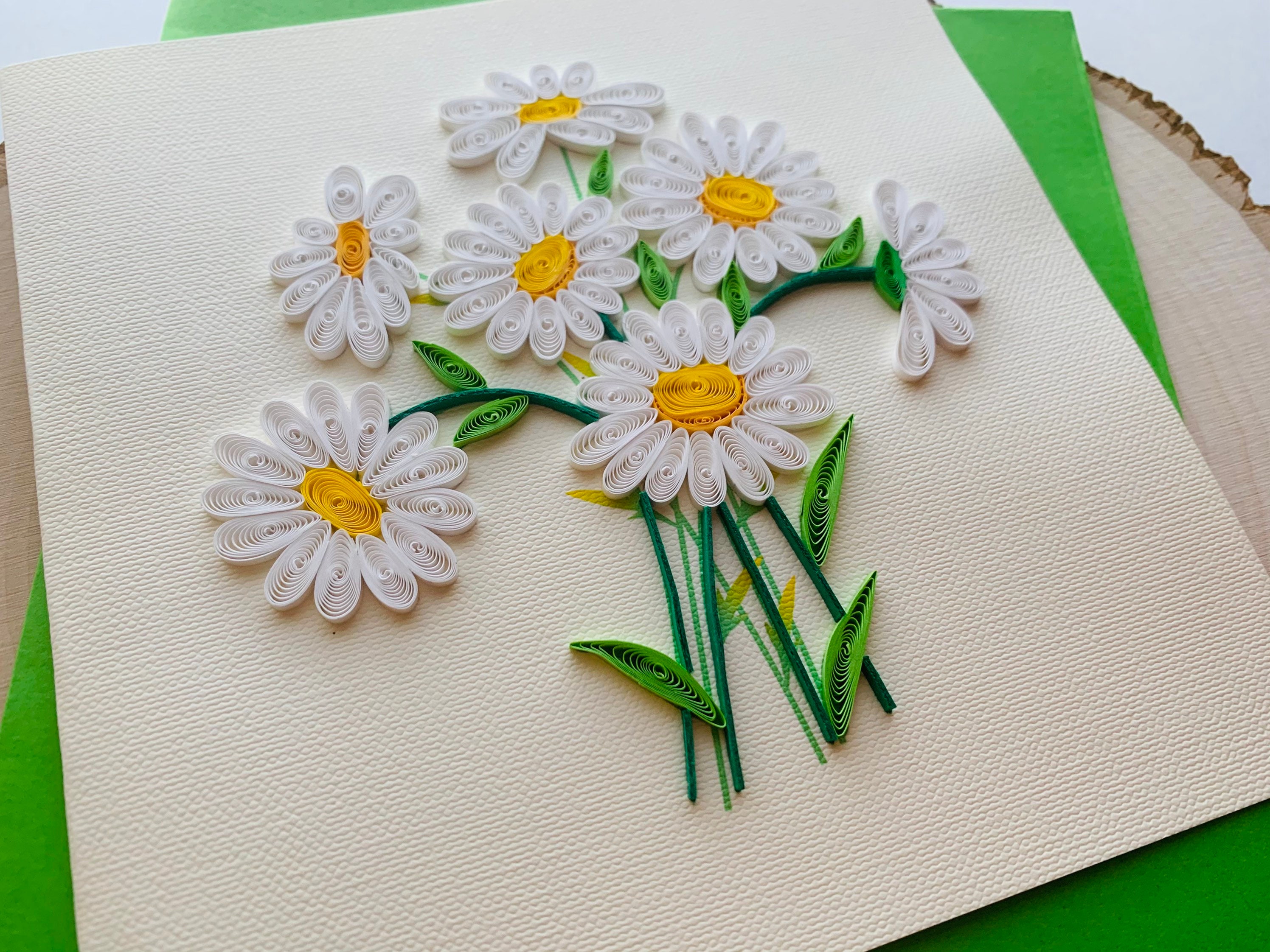 White Daisy Flower Card Quilling Card Flower April Flower Etsy