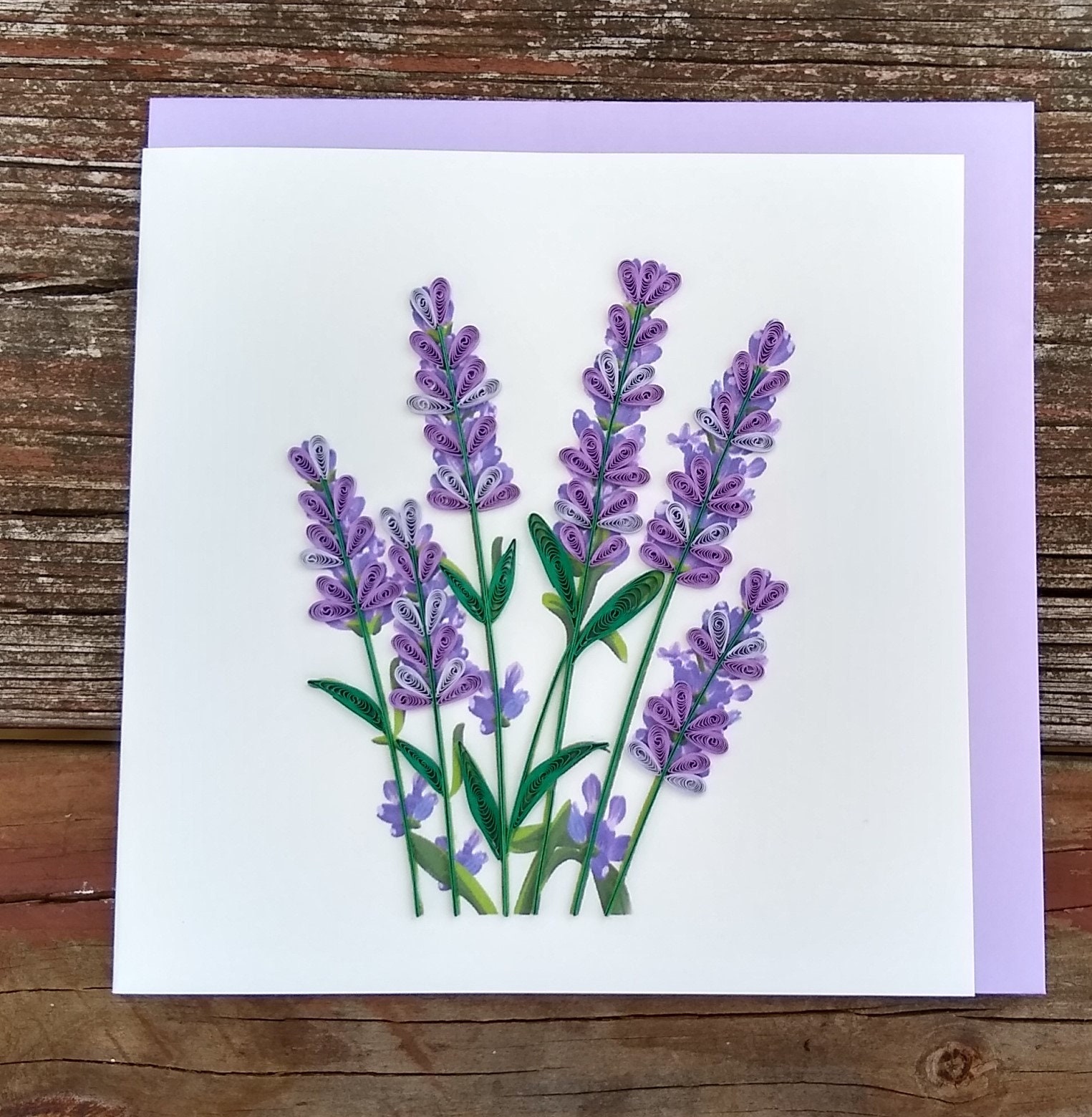 Lavender Quilling Card Flower Thank You Card Purple Birthday Etsy