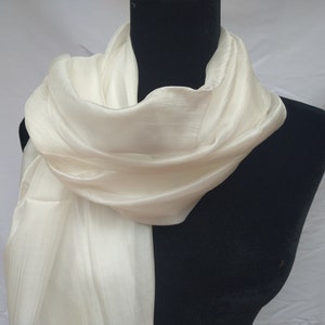Silk Scarf Ivory White, Wedding White Silk Wrap, Large Silk Shawl, Long Scarf 24x72 inches
