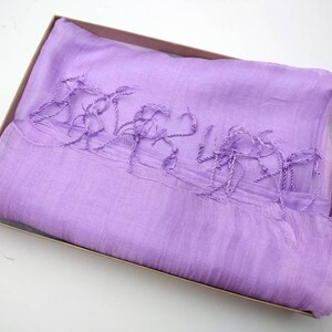 Chiffon Silk Scarf in Lavender, Bridesmaid Scarf, Sheer Silk, Lilac Silk Shawl, Wedding Wrap 24x72 inches