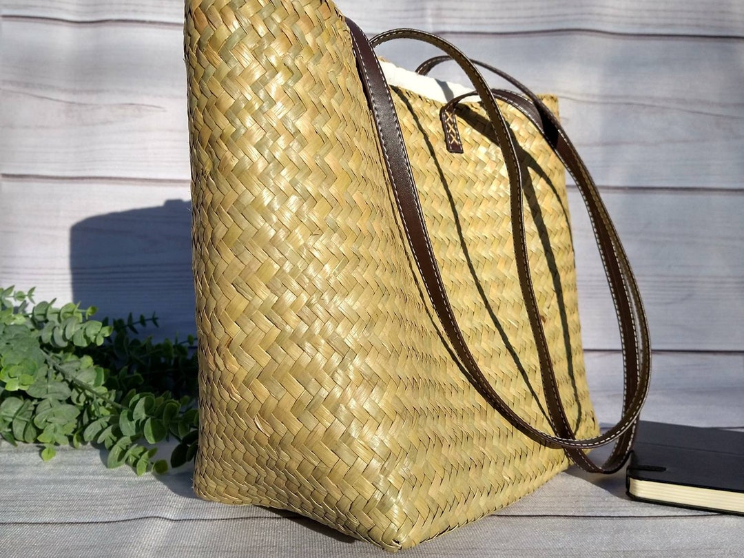 French Market Straw Tote Beach Bag Large Shoulder Bag With - Etsy
