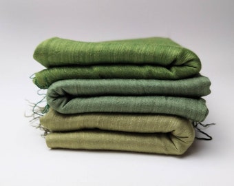 Silk Linen Shawl in Green/Olive/Sage, Lightweight Linen Scarf, Breathable Summer Wrap