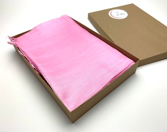 Handwoven Neon Pink Organza Silk Shawl: Large Hand-Dyed Scarf