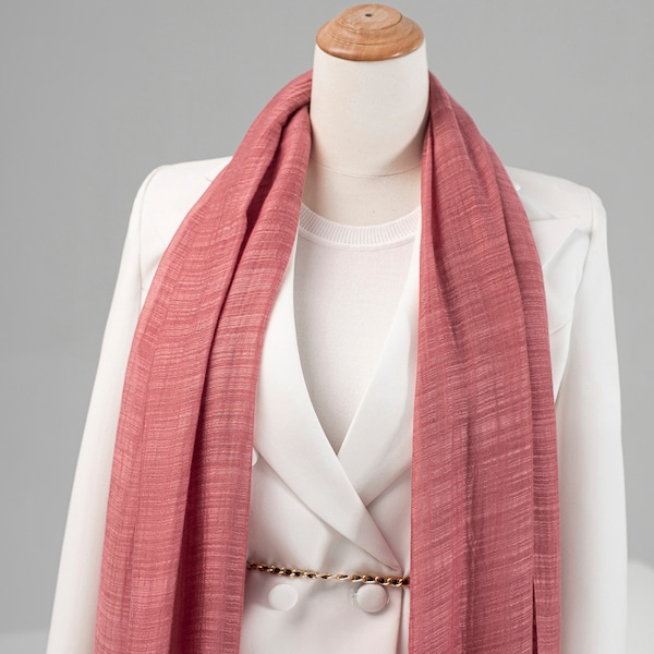 100% natural LINEN SILK shawl, handwoven super SOFT breathable large scarf in Salmon Pink/Blush Pink