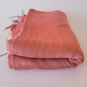 Handwoven Linen Silk Shawl: Clay Salmon Scarf, Soft Breathable Wrap
