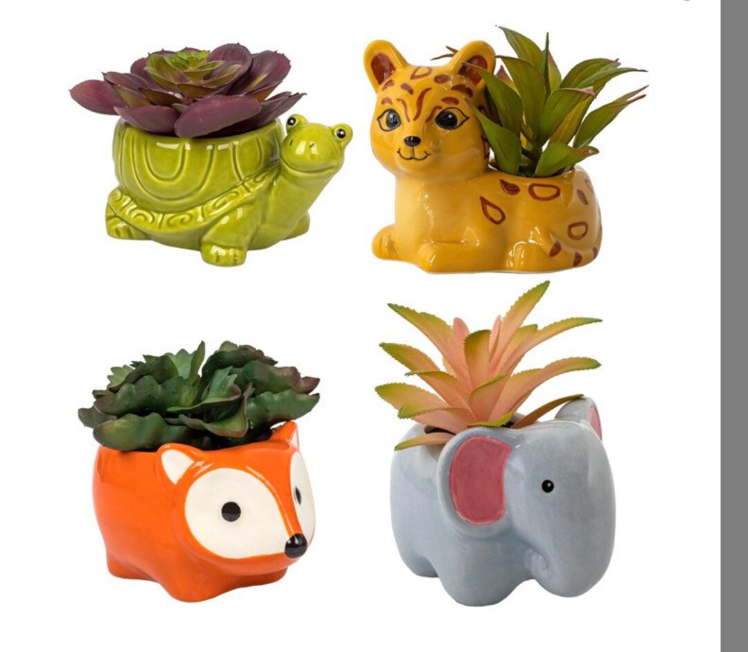 Ceramic Animal Plant Pots Etsy