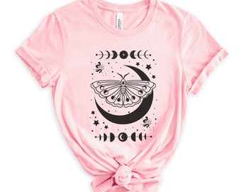 Moth Shirt, Moon Phases Shirt, Dark Academia Celestial Shirt, Witchy Shirt, Snake Shirt, Tarot Card