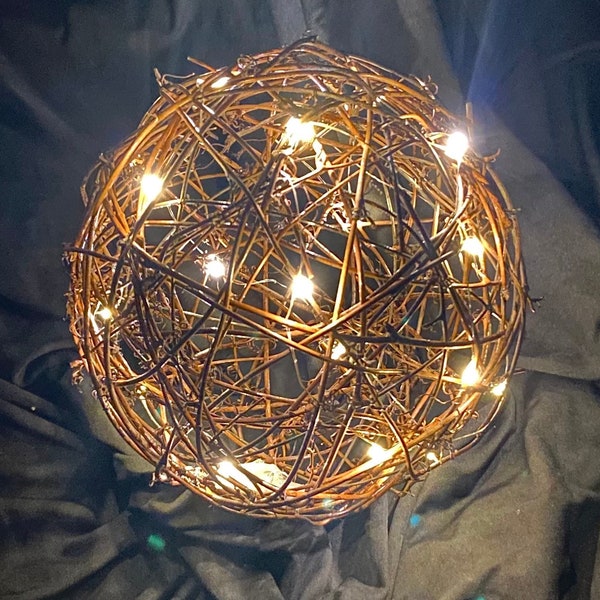 Vine Sphere with Fairy String Lights / Vine Topiary Ball with Lights