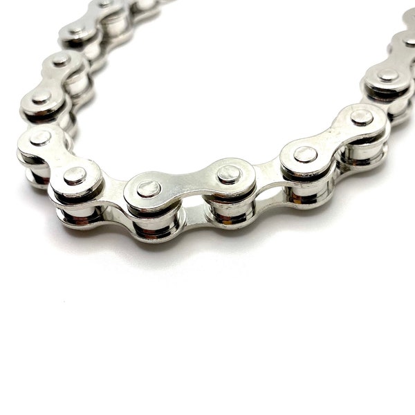 Silver Bicycle Chain Choker Necklace
