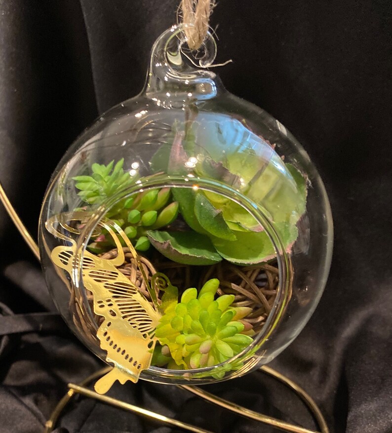 Hanging Glass Globe/Orb Terrarium with Vine Spheres Mini Faux Etsy